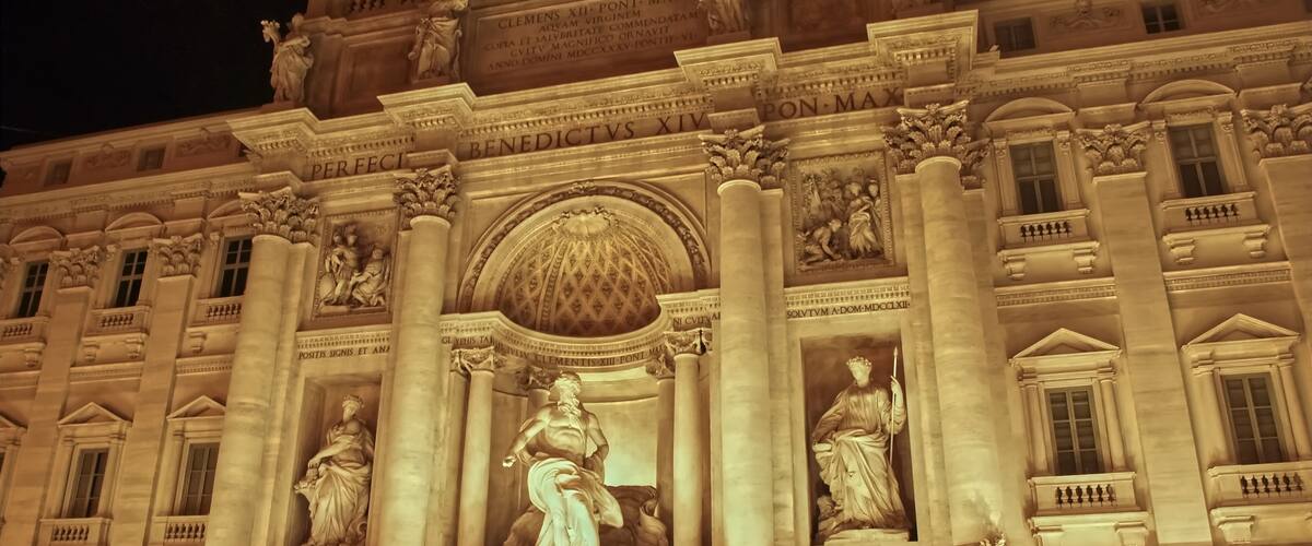 Famous Trevi fountain in Rome named Fontana di Trevi at night