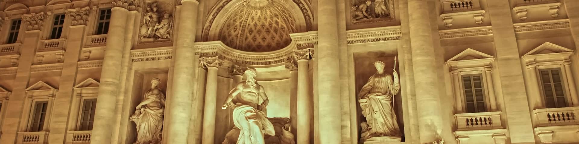 Famous Trevi fountain in Rome named Fontana di Trevi at night