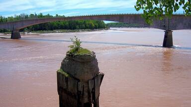 The Shubenacadie River is a river in Nova Scotia, Canada. It has a meander length of approximately 72 km from its source at Shubenacadie Grand Lake to its mouth at the historic seaport village of Maitland on Cobequid Bay, site of the building of the William D. Lawrence, the largest wooden ship ever built in Canada. The lower 30 km of the river (from the point where the Stewiacke River meets to the mouth) is tidal and the river experiences a tidal bore twice daily, with some bores reaching up to 3 m in height at certain points along the river. (June 2007)
#OnTheRoad