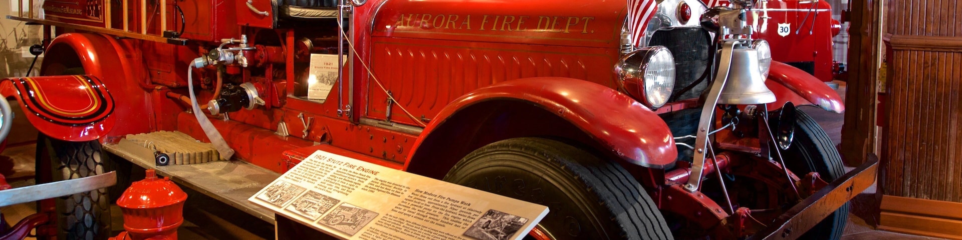 Aurora Regional Fire Museum showing heritage elements, interior views and signage