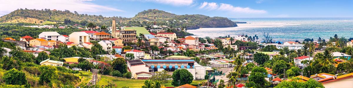 Le Vauclin panorama in Martinique, France. Le Vauclin is a commune in the French overseas department and region, and island of Martinique.