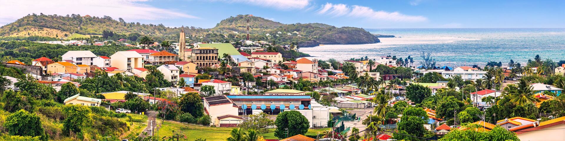 Le Vauclin panorama in Martinique, France. Le Vauclin is a commune in the French overseas department and region, and island of Martinique.