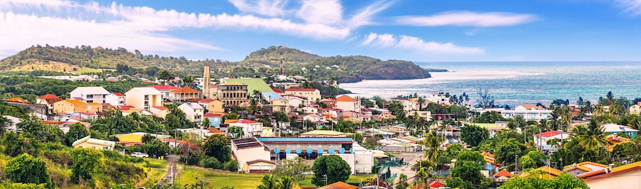 Le Vauclin panorama in Martinique, France. Le Vauclin is a commune in the French overseas department and region, and island of Martinique.