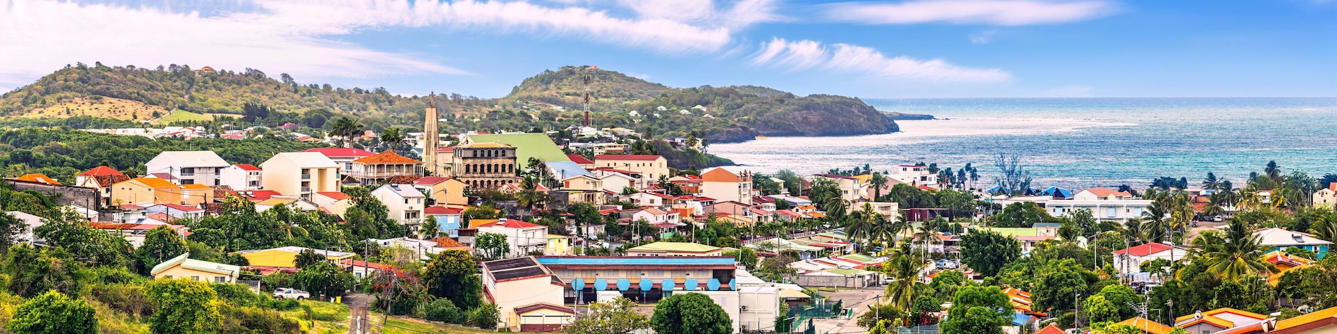 Le Vauclin panorama in Martinique, France. Le Vauclin is a commune in the French overseas department and region, and island of Martinique.
