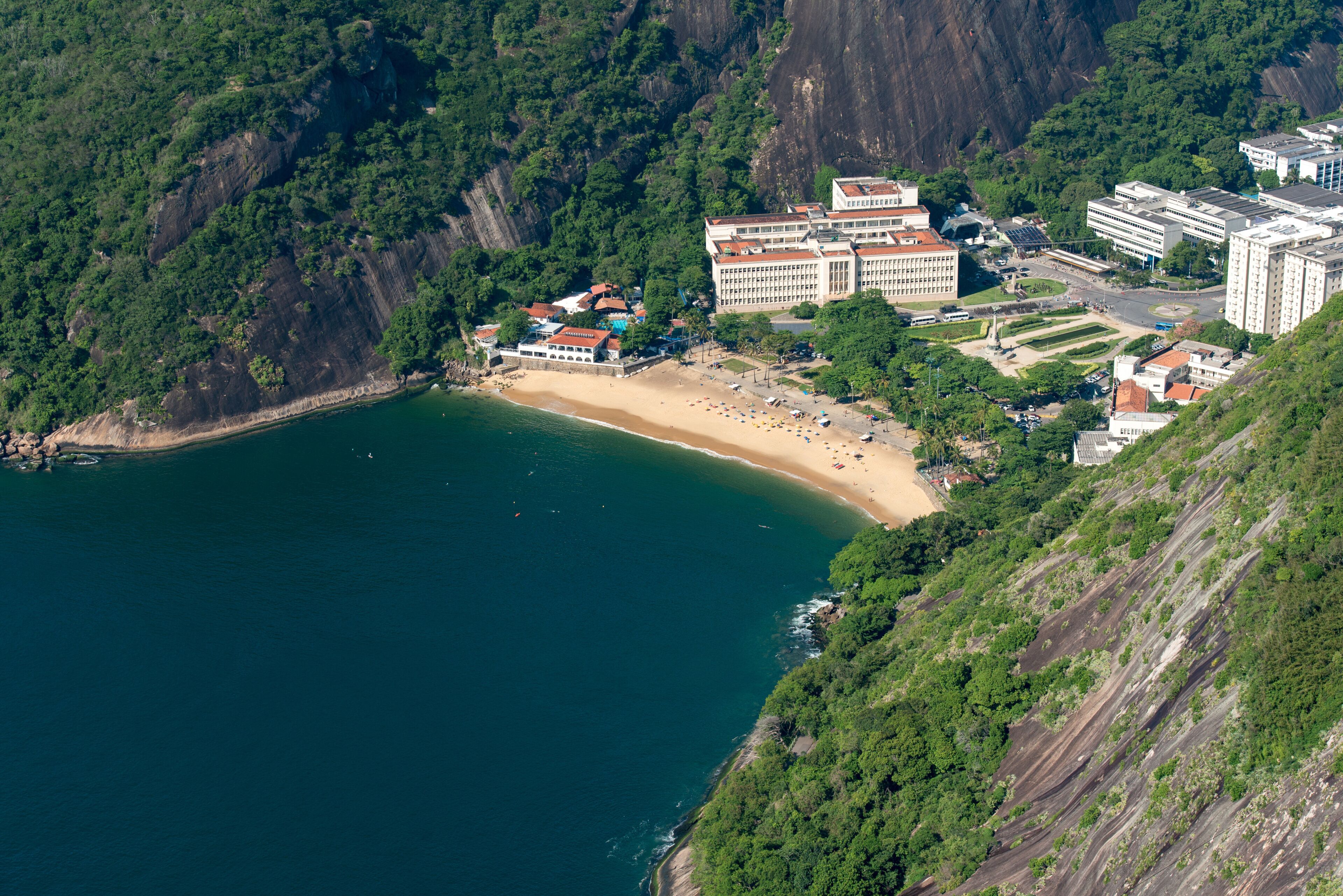 Aerial View of the Red Beach (Praia Vermelha) in Rio de Janeiro, Brazil
