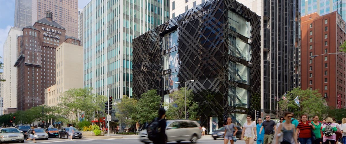 The Shops at North Bridge mostrando escenas urbanas, dfc y una ciudad