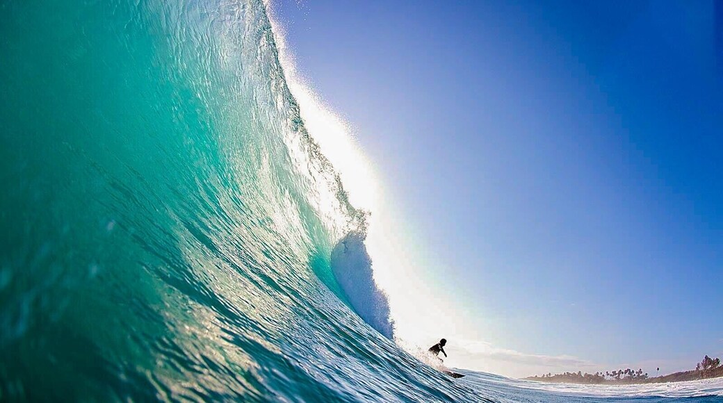 Surfing at Playa Encuentro.
Pic by https://swellsurfcamp.com