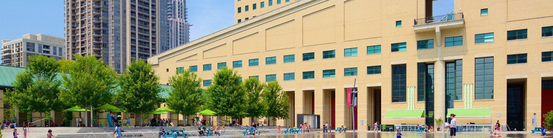 Mississauga Civic Centre featuring a pool, a fountain and swimming