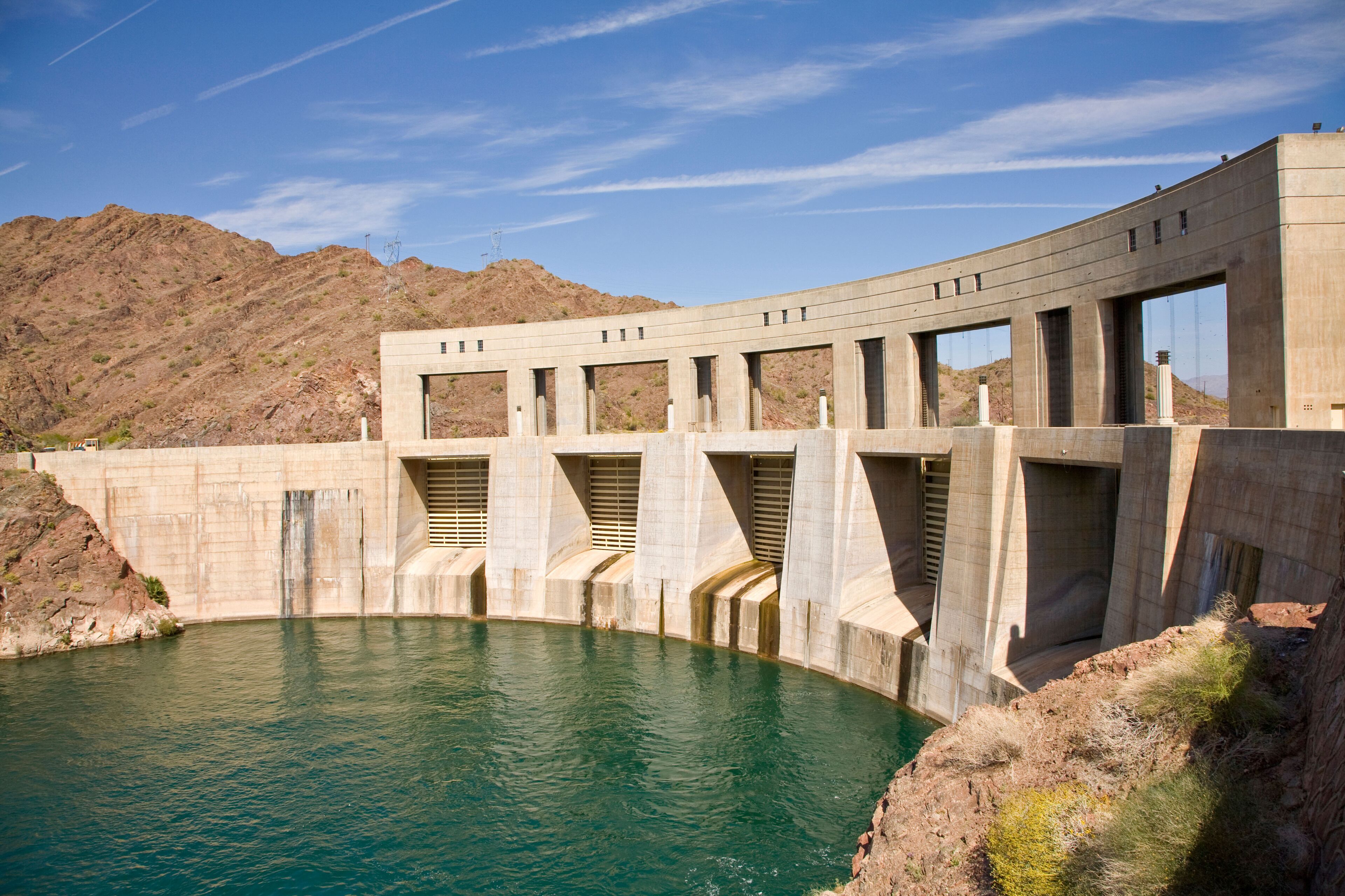 BE95CG Parker Dam creates Lake Havasu on the Colorado River, between Arizona and California, USA