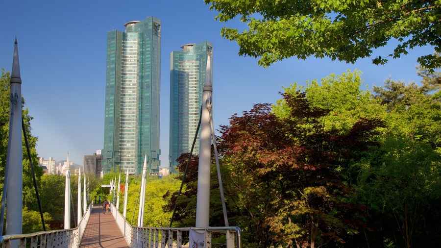 Seoul Forest which includes a city, a skyscraper and a garden