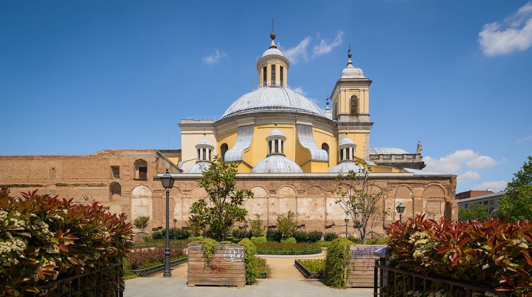 Royal Basilica of San Francisco el Grande showing a church or cathedral, a garden and heritage architecture