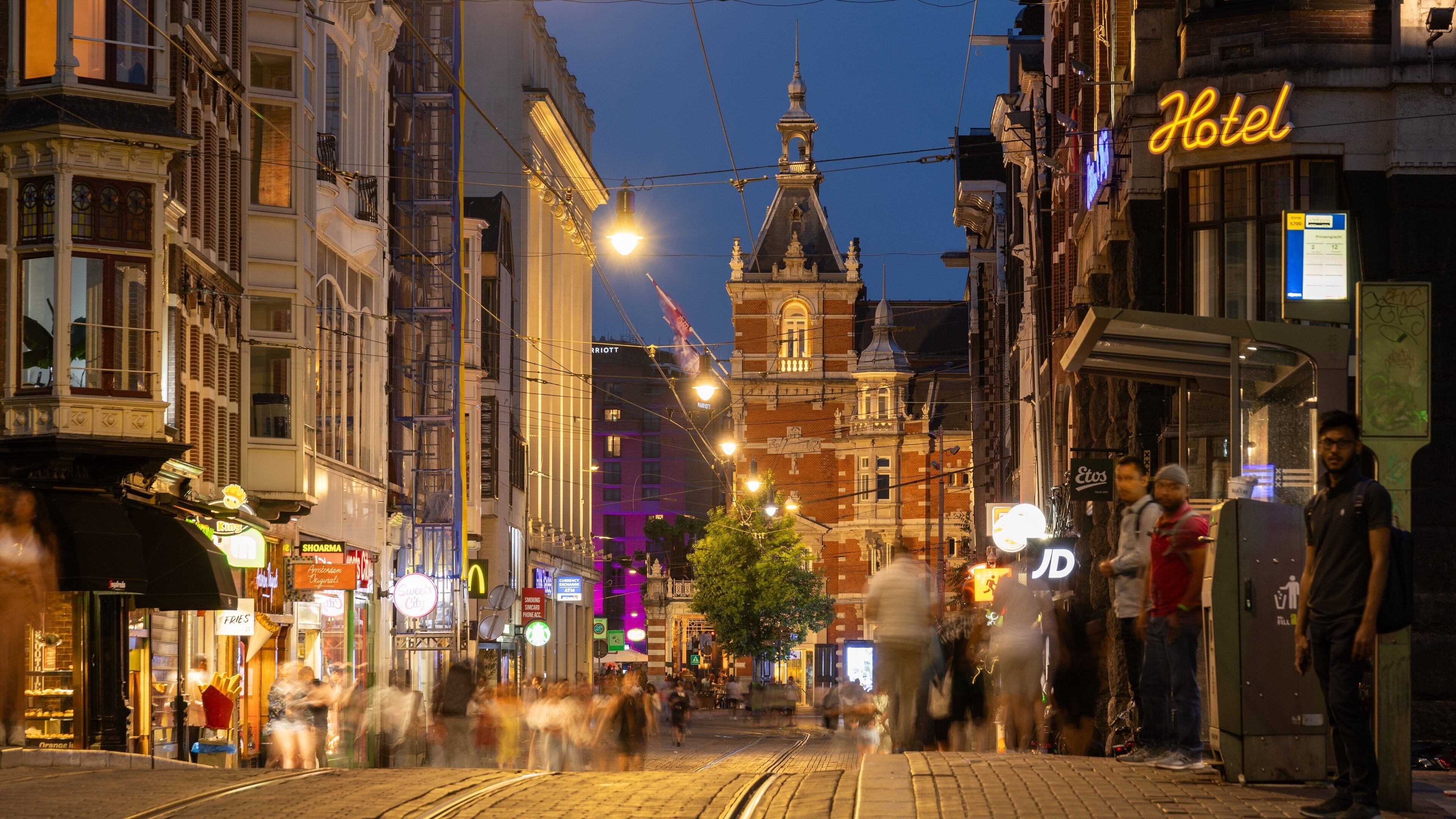Old Town Amsterdam featuring night scenes, a city and street scenes