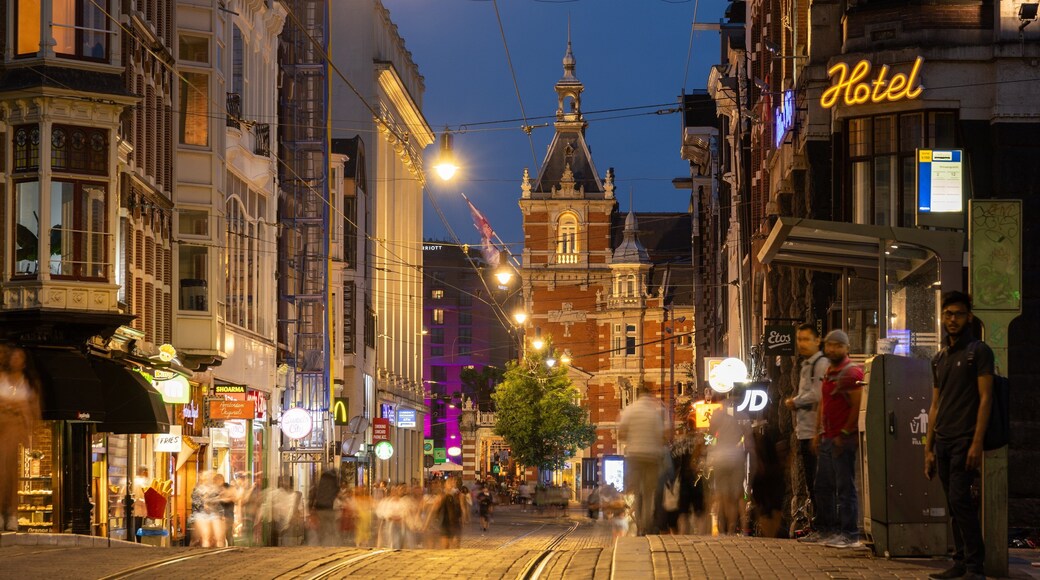 Old Town Amsterdam featuring night scenes, a city and street scenes