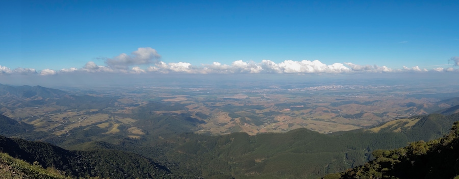 aerial view over Taubate city in Vale do Paraiba valley, Sao Paulo, Brazil