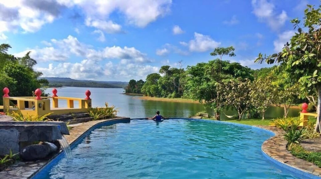 This place is located in cavinti, laguna. Very scenic and peaceful place to just relax and enjoy the view. Lake is next to pool, perfect for fishing, paddle board or kayaking. You can rent a cottage if you want to stay over night.