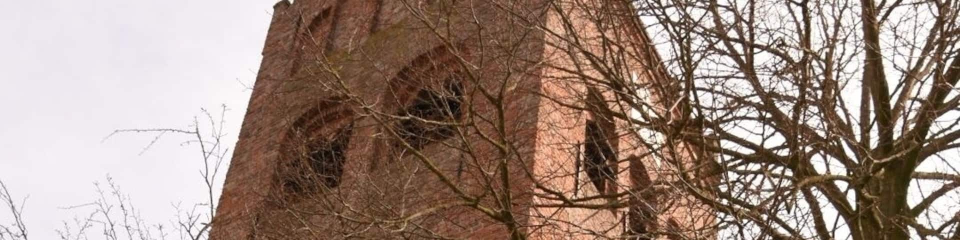 The15th century tower of the 13th century St. Peter Romanesque church of Grou. The Frisian Grou is a picturesque town with a population of 7000.