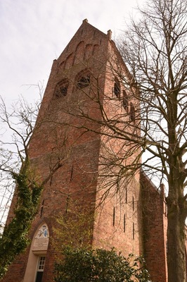 The15th century tower of the 13th century St. Peter Romanesque church of Grou. The Frisian Grou is a picturesque town  with a population of 7000.