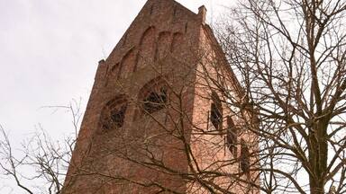 The15th century tower of the 13th century St. Peter Romanesque church of Grou. The Frisian Grou is a picturesque town with a population of 7000.