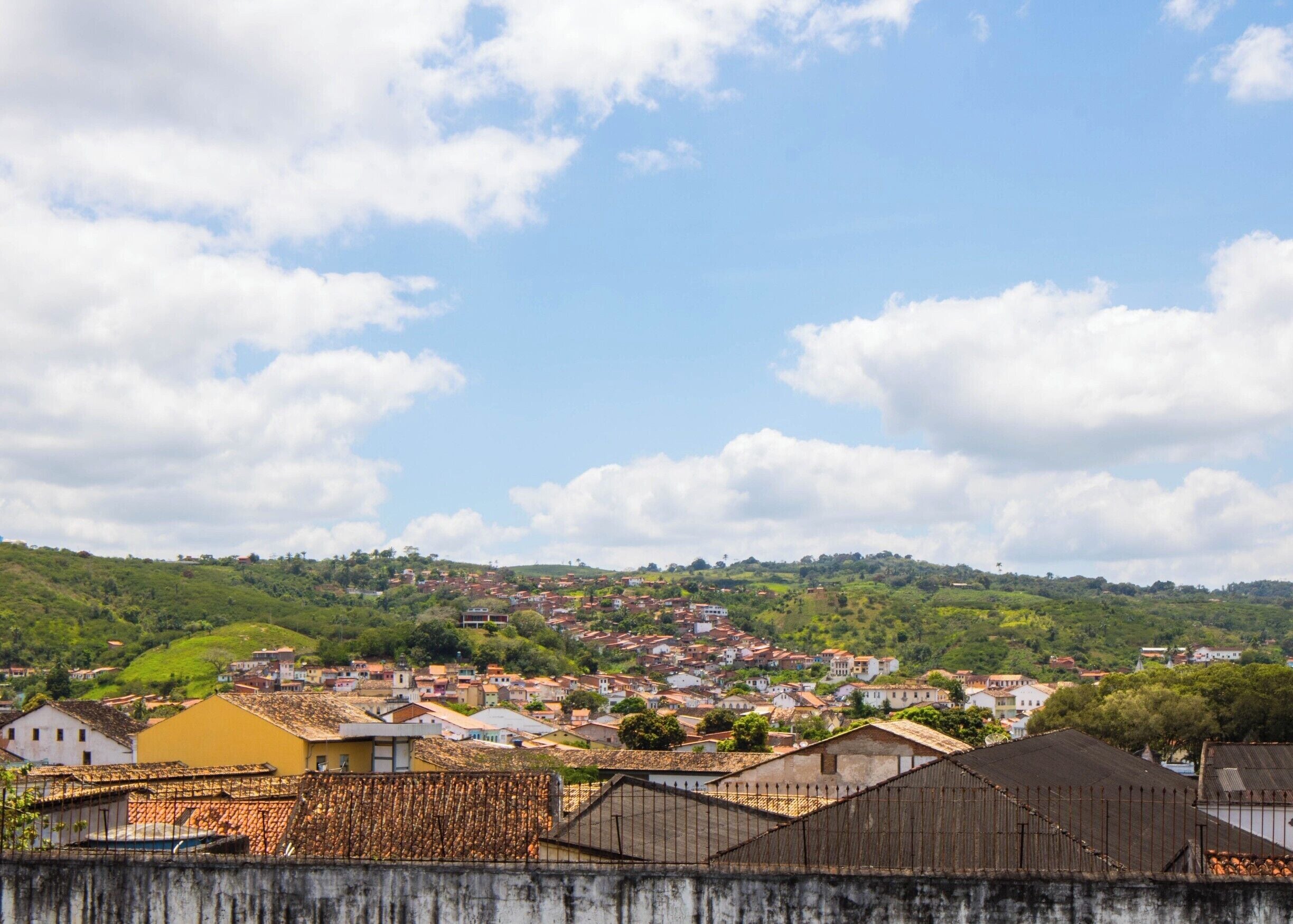 View of hills above Cachoeira from Igreja de Nossa Senhora da Conceição do Monte, Cachoeira, Bahia, Brazil.