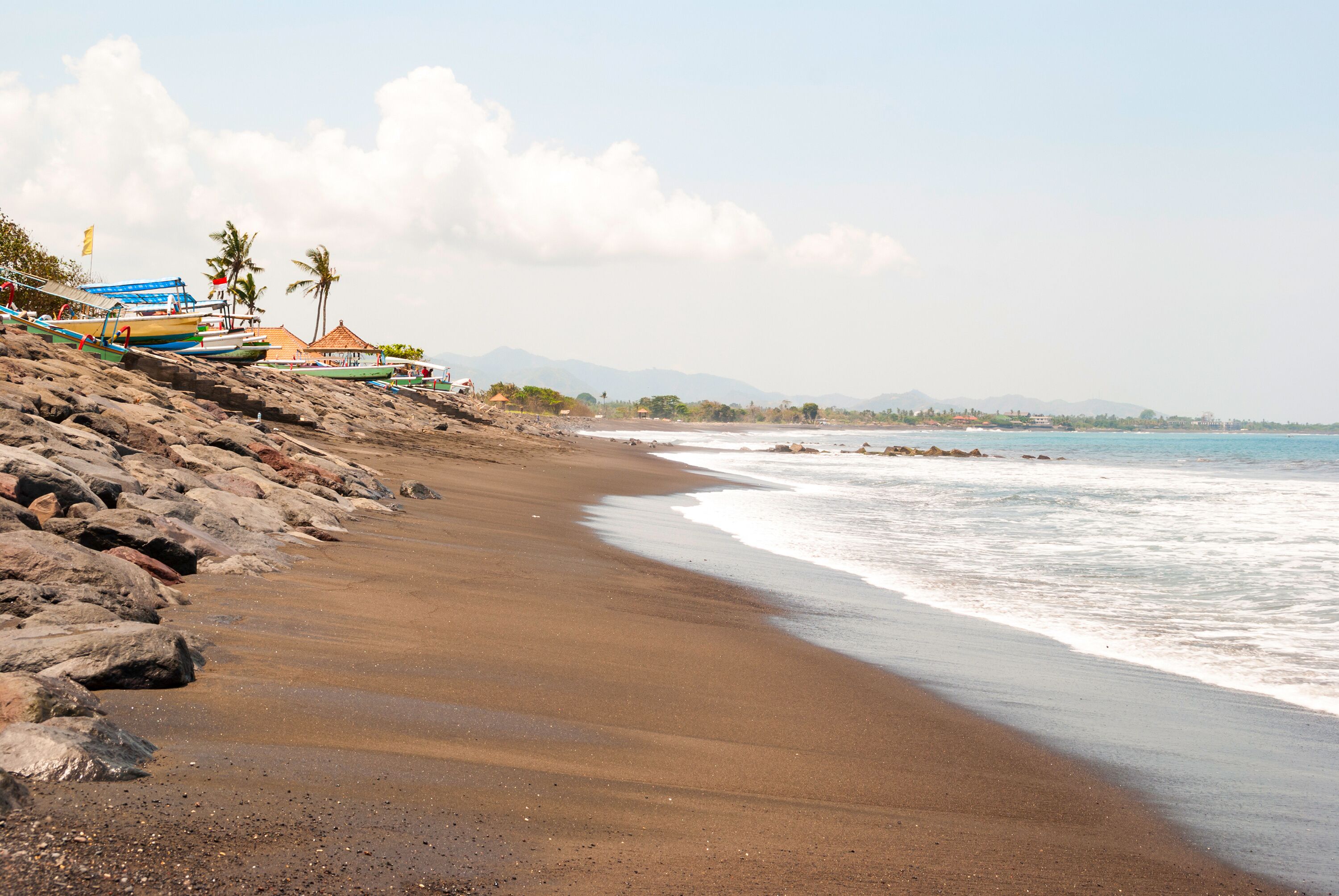 Lovina beach with typical indonesian boats, Bali