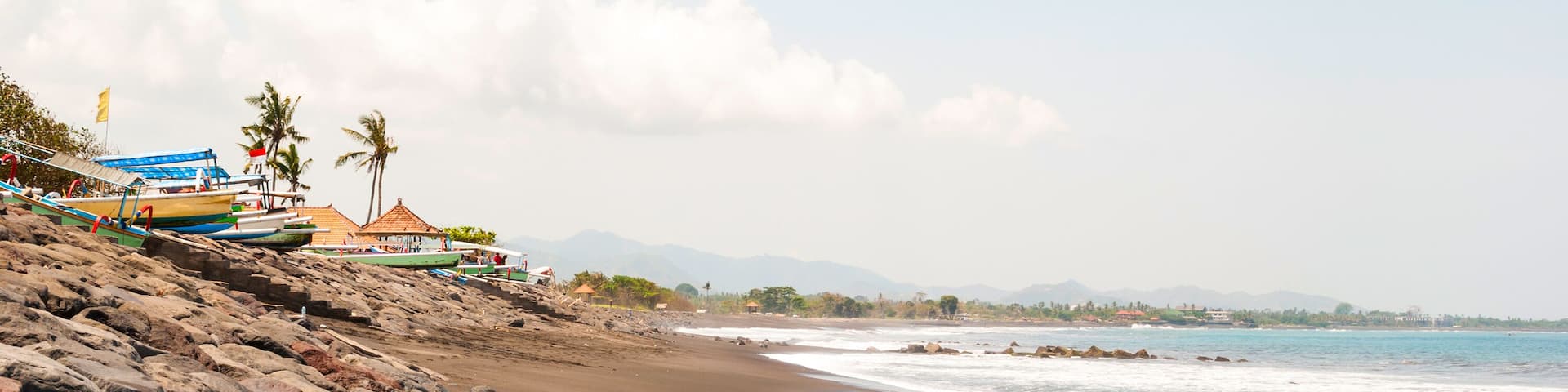 Lovina beach with typical indonesian boats, Bali
