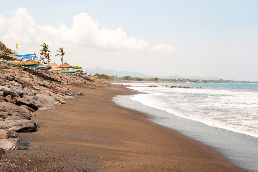 Lovina beach with typical indonesian boats, Bali