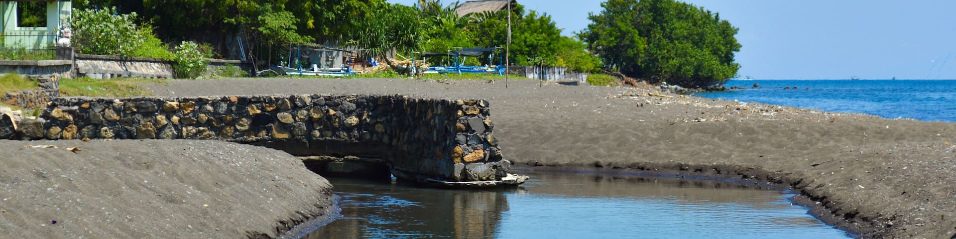 Countryside Tropical River Beach Environment At Umeanyar, North Bali, Indonesia