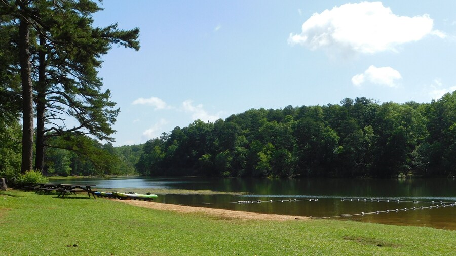 This is a great place with everything you need for camping fun. There are two lakes to fish, swim, kayak, paddle boat. Camping area for campers, tents or rent lake front cabins. Great hiking trails, one being two miles long that leads to a 70 foot water fall. Play grounds and putt putt golf.