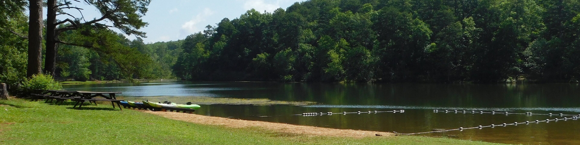 This is a great place with everything you need for camping fun. There are two lakes to fish, swim, kayak, paddle boat. Camping area for campers, tents or rent lake front cabins. Great hiking trails, one being two miles long that leads to a 70 foot water fall. Play grounds and putt putt golf.