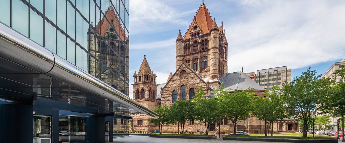 Trinity Church Boston showing heritage architecture and a church or cathedral