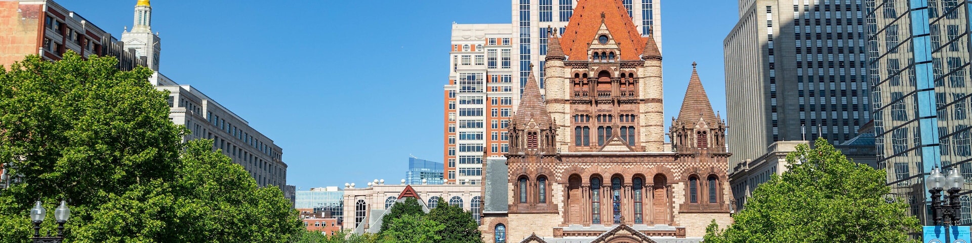 Trinity Church Boston showing a city, a church or cathedral and heritage architecture