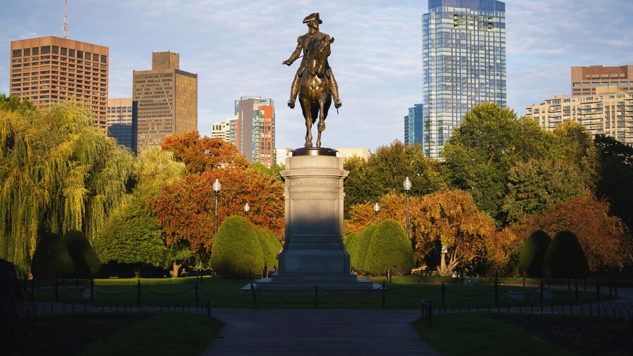 George Washington monument at Public garden in Boston Massachusetts USA