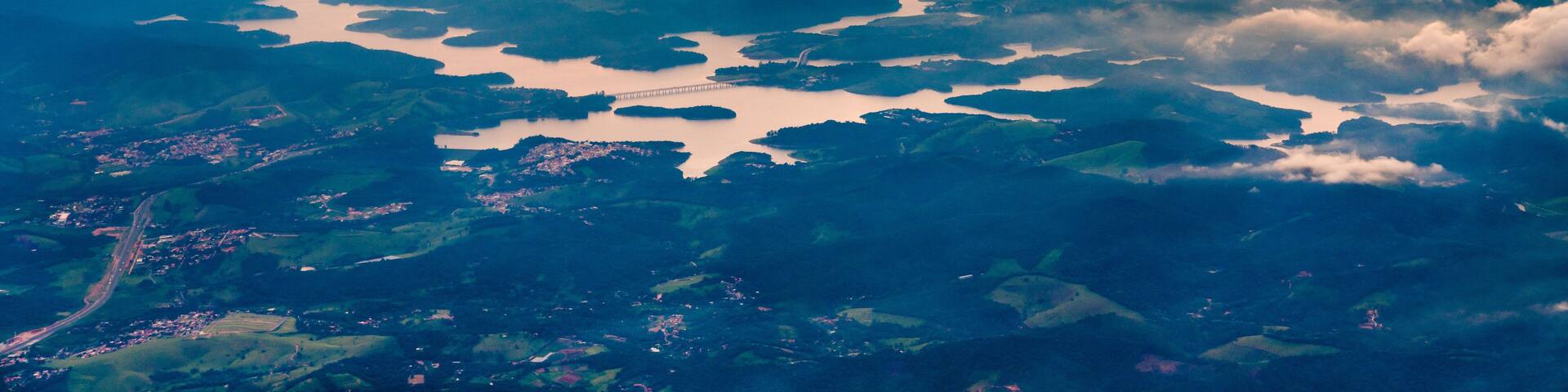 Aerial view of the Atibainha reservoir near Sao Paulo the Southeast Region of Brazil
