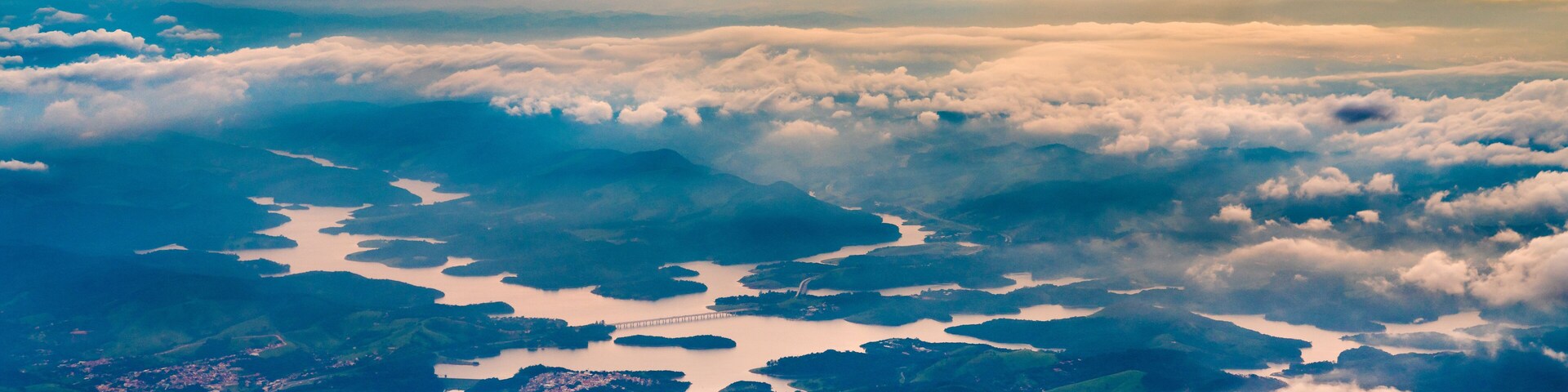 Aerial view of the Atibainha reservoir near Sao Paulo the Southeast Region of Brazil