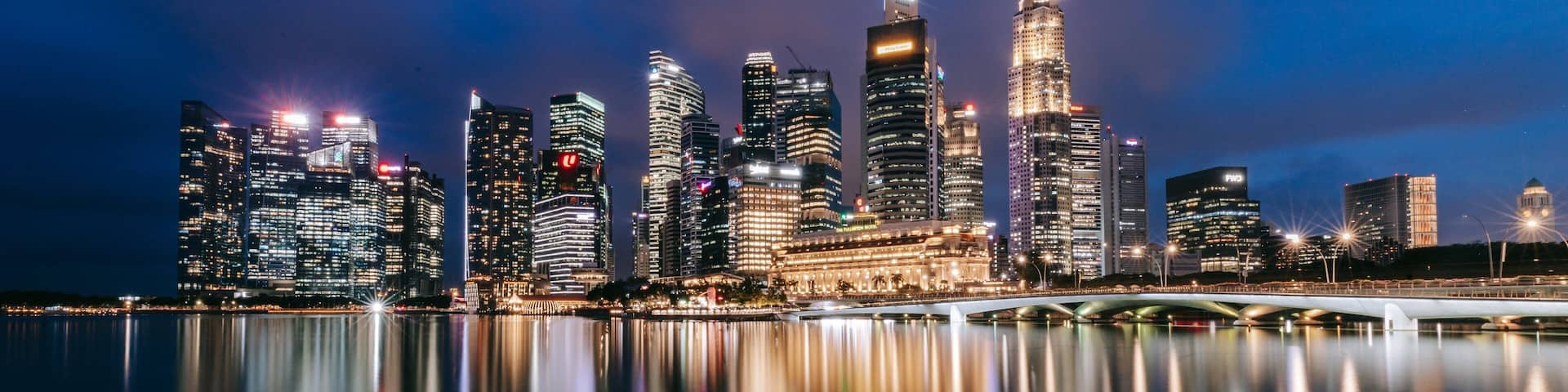 Singapore Central Business District featuring night scenes, a city and a bay or harbor