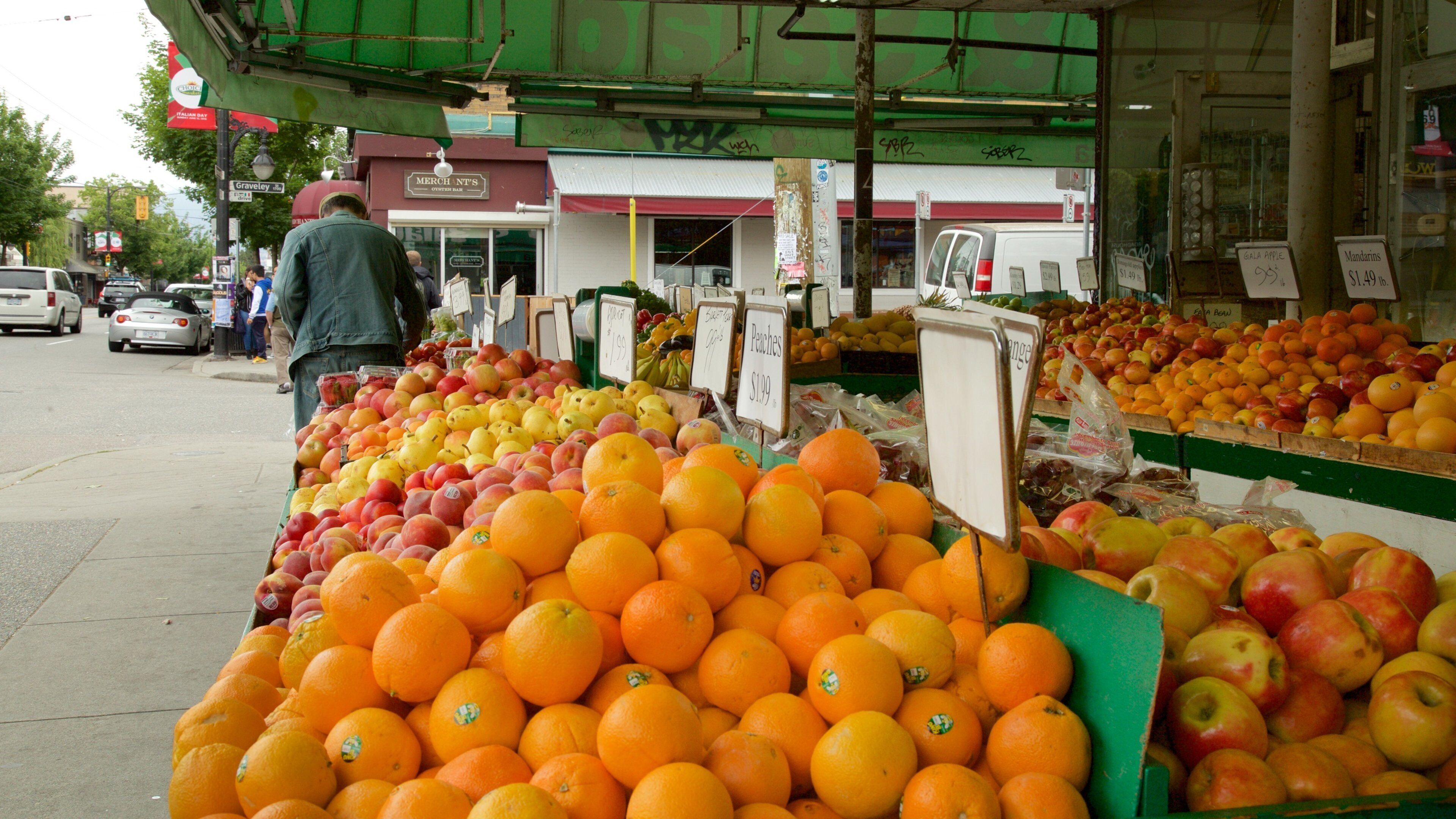 Commercial Drive which includes food and markets