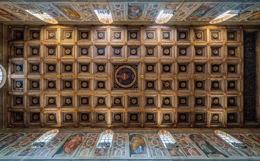 Indoor view in the marvelous Farfa Abbey, in the Province of Rieti, Lazio, Italy. June-13-2024