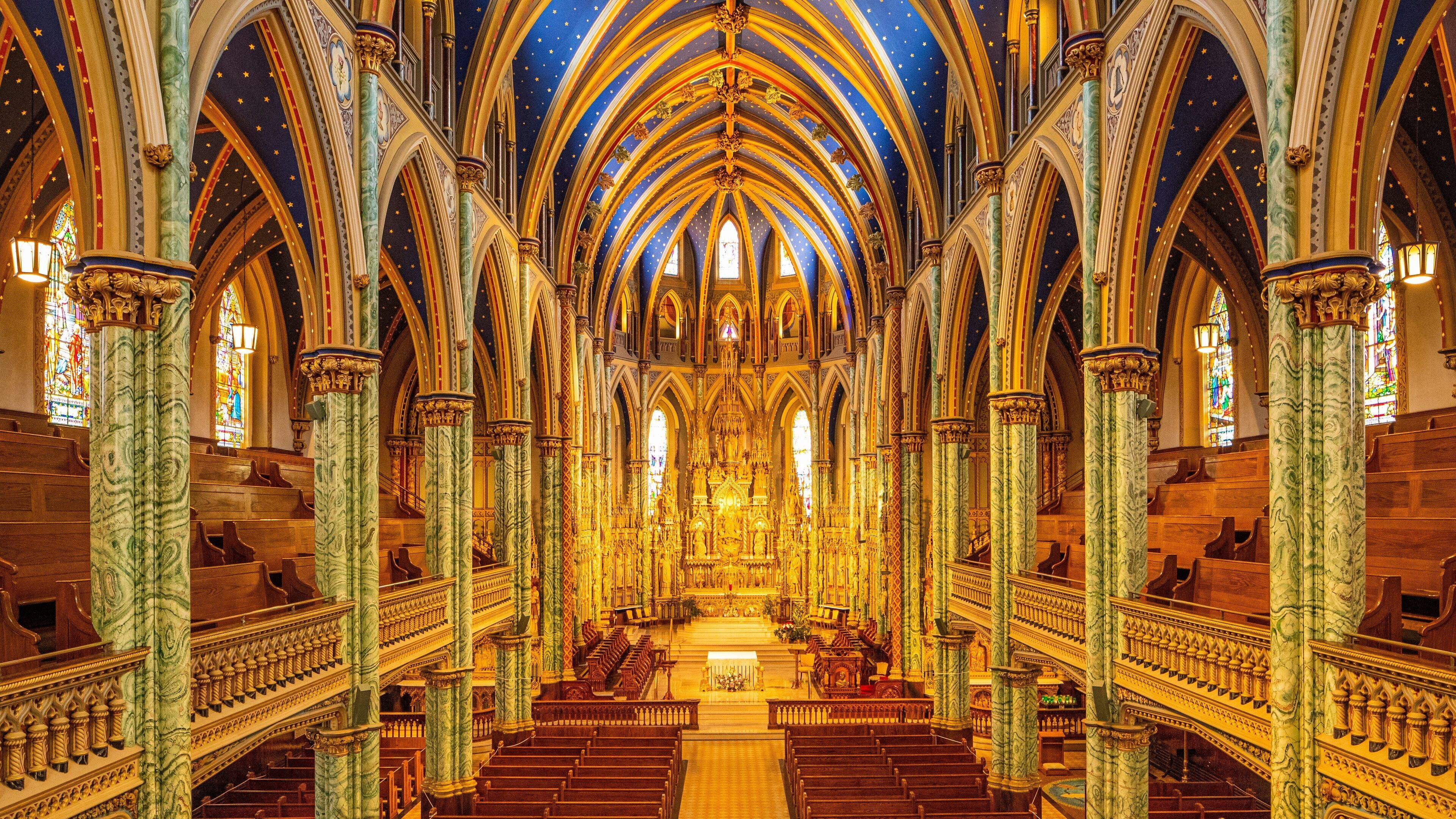 Notre-Dame Cathedral Basilica which includes interior views, a church or cathedral and heritage elements