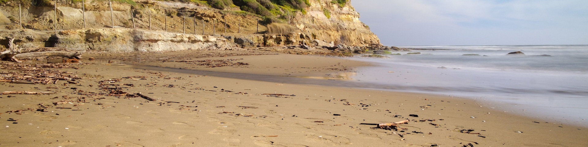 Sand beach of natural reserve Tor Caldara during sunset , Lavinio , Anzio , Rome , Italy