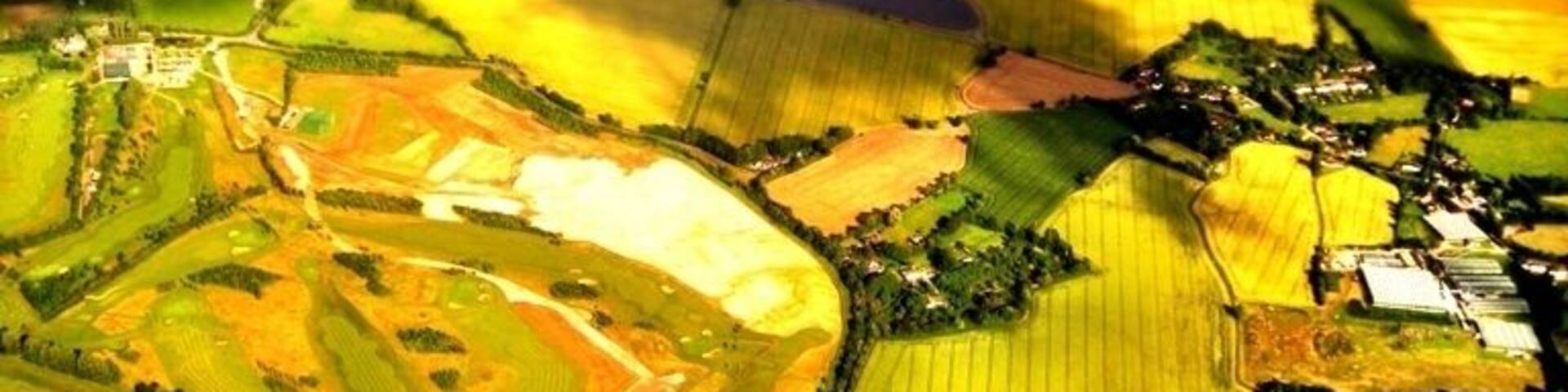 Flying from London to Dublin you take a small plane across many fields and farms. It's a beautiful flight as you look out your small portal to see the Irish countryside.