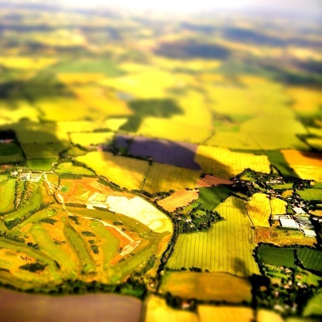 Flying from London to Dublin you take a small plane across many fields and farms. It's a beautiful flight as you look out your small portal to see the Irish countryside.