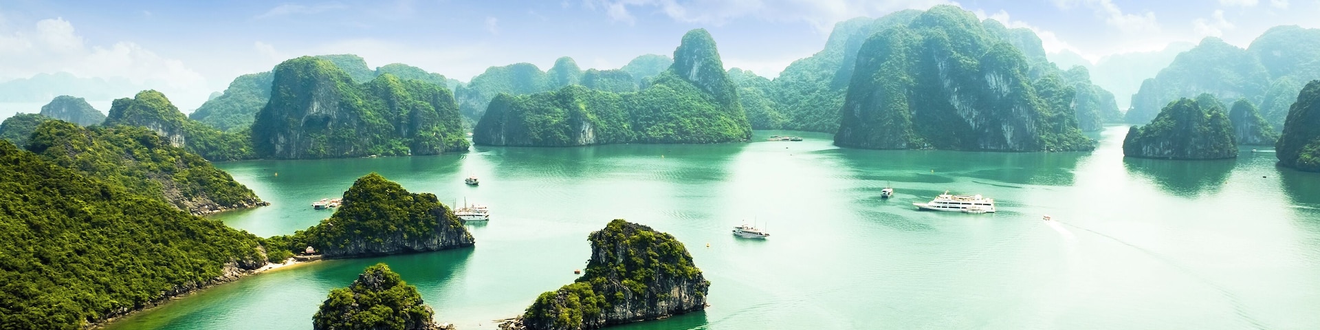 HALONG bay in vietnam. UNESCO World Heritage Site. This view from TiTop island and its most popular view for travel in Halong bay.