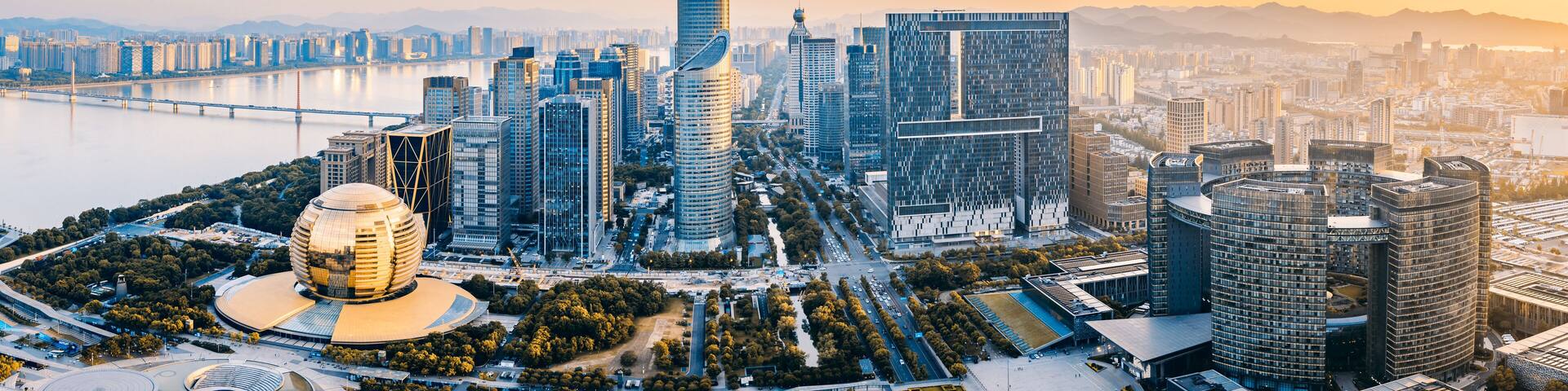 Sunset of Qianjiang New Town, Hangzhou, Zhejiang, China