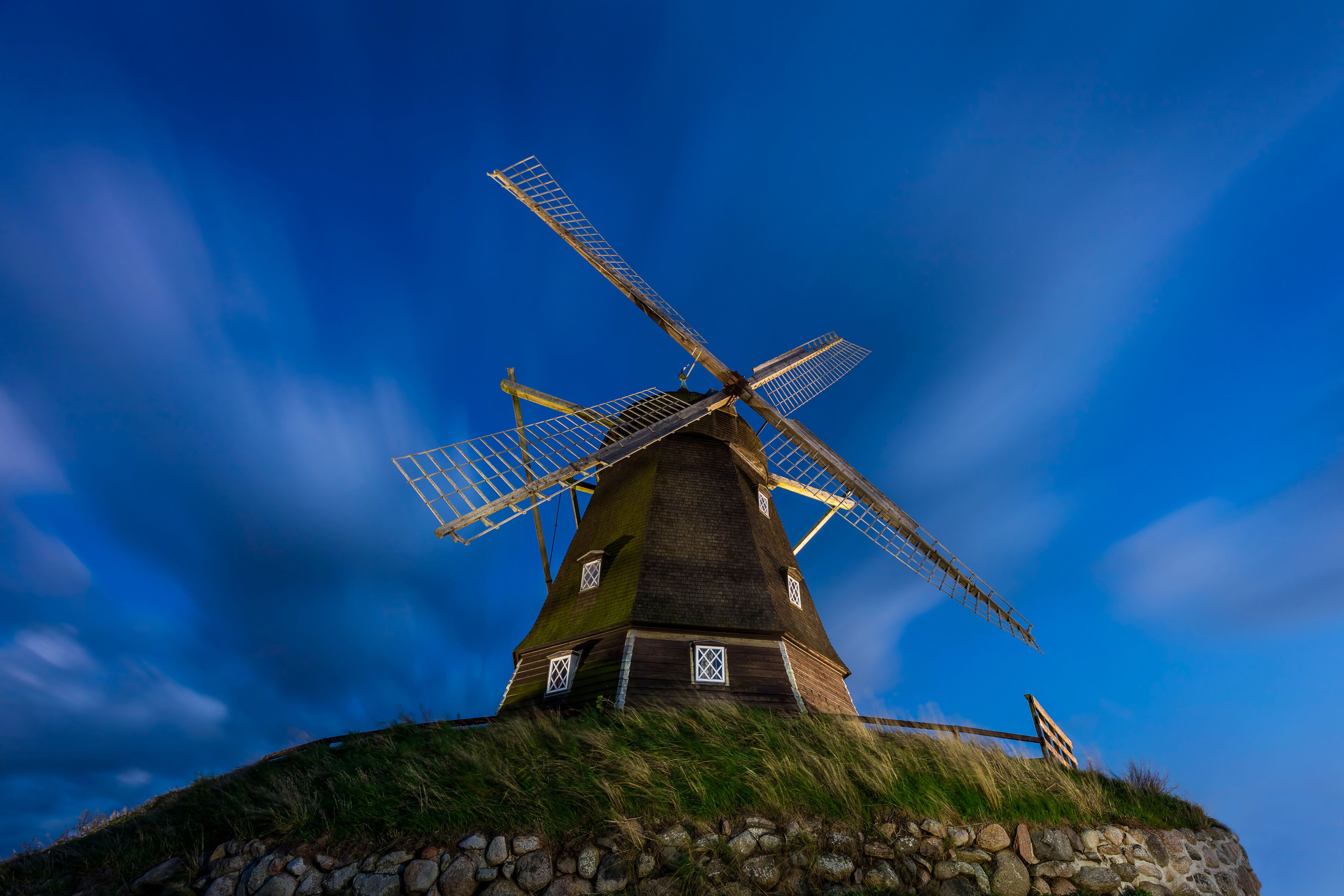 An old mill near Jægerspris in Denmark. Photo taken at sunset. Built in 1854 and in use for nearly 100 years