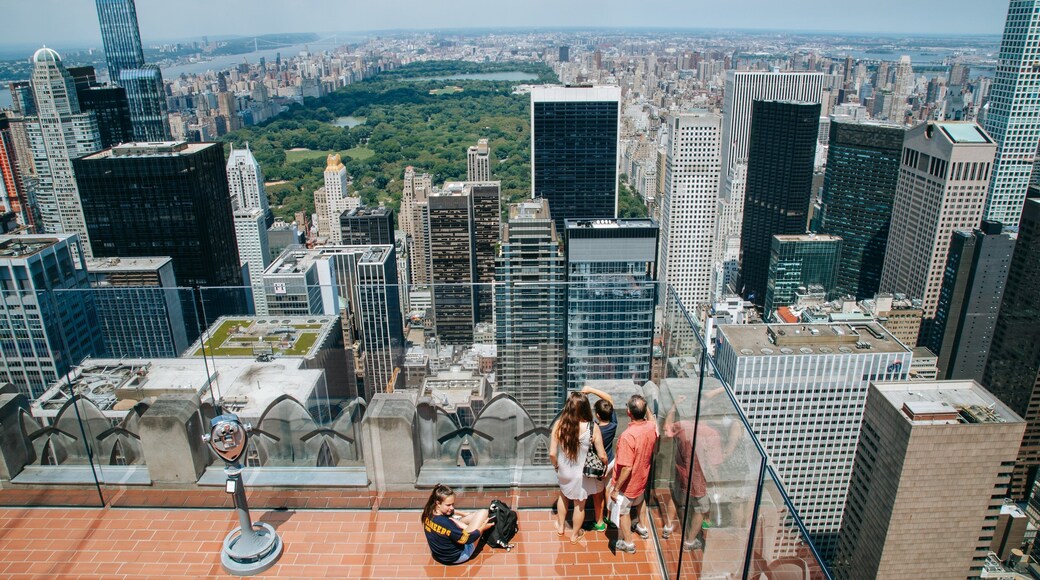Top of the Rock showing views, landscape views and a city