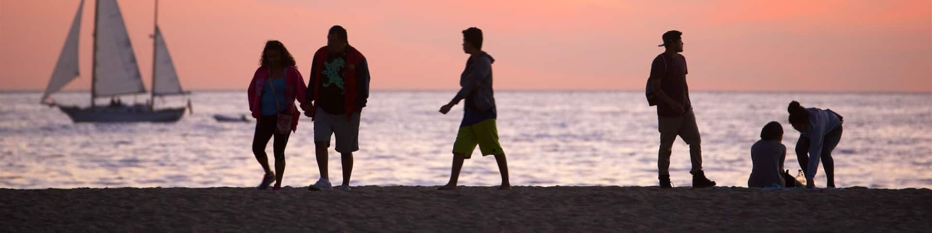 Southern California which includes a beach, a sunset and sailing