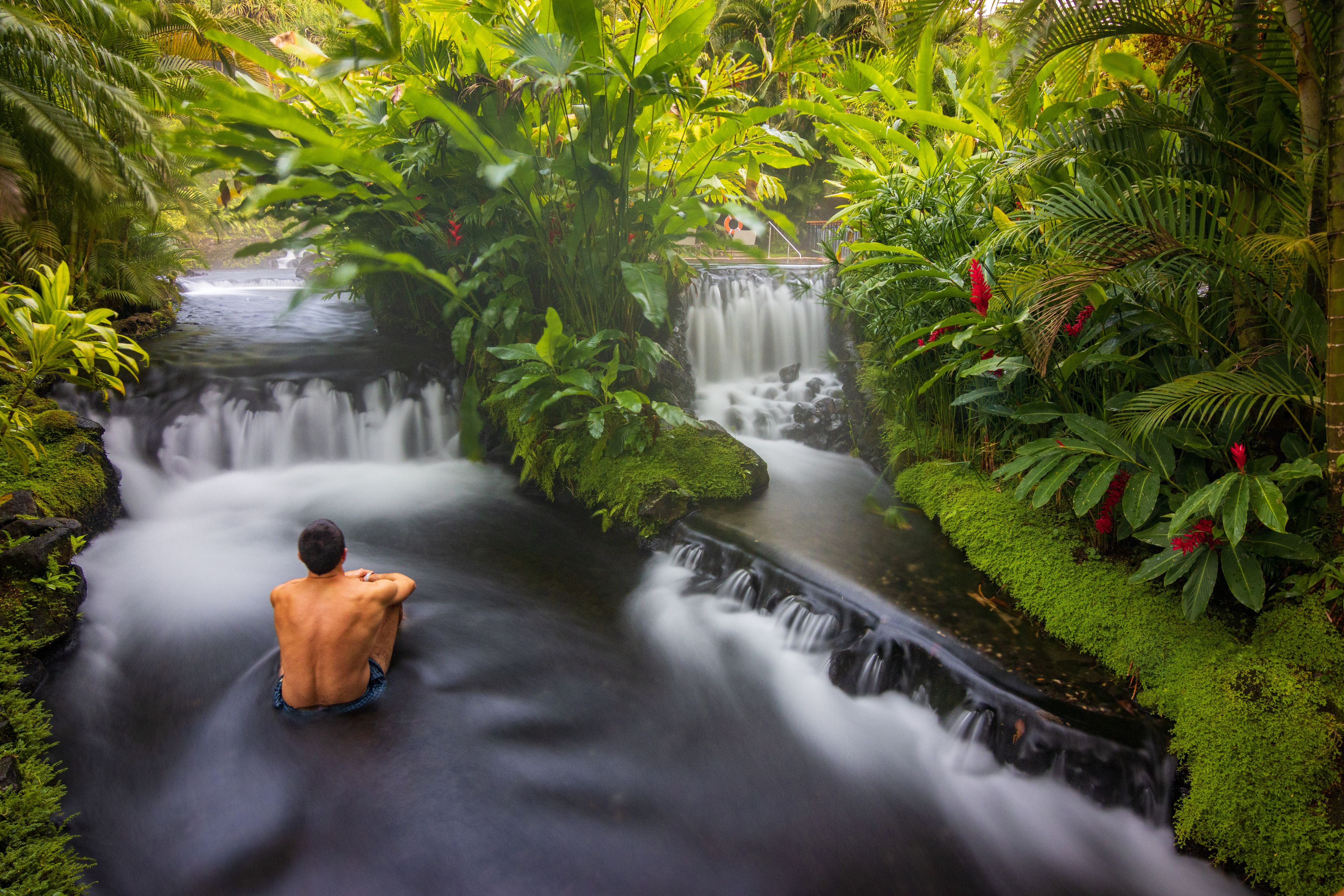 Natural hot springs of Tabacon in Arenal Volcano National Park (Costa Rica)