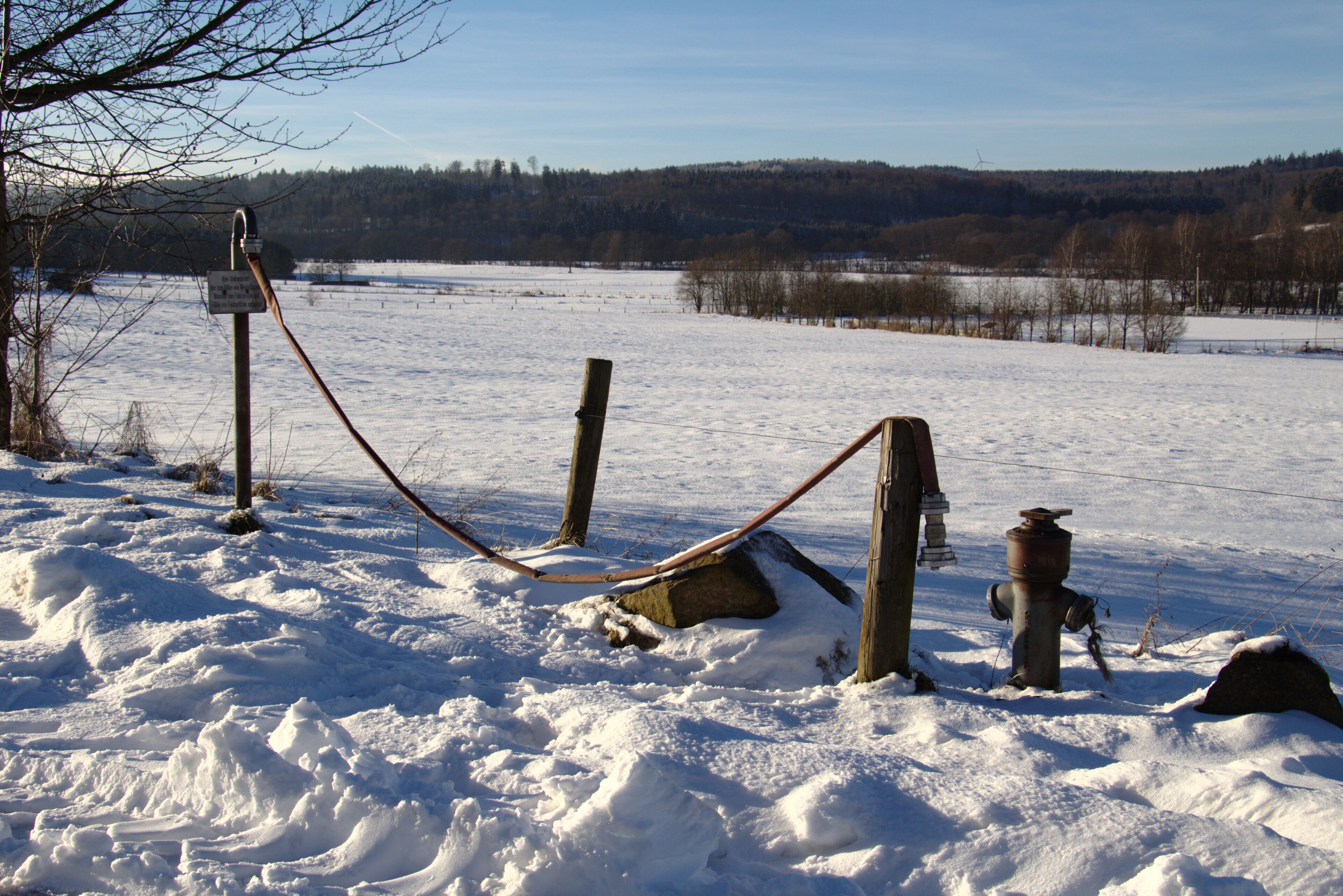 Standpipe/water crane (livestock drinking water) for water trailers near Herbstein, Herbstein, Hesse, Germany