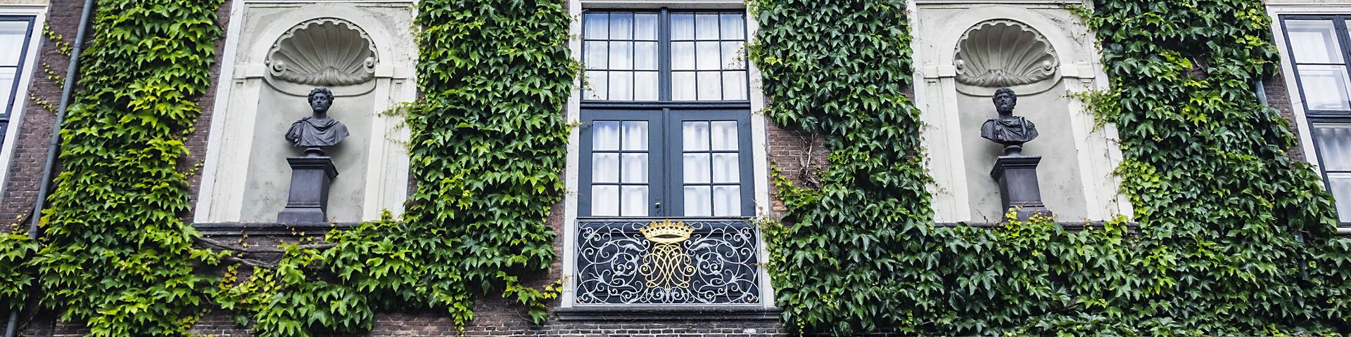 External View of Charlottenborg. Architectural fragments. Kunsthal Charlottenborg is one of the largest exhibition spaces for contemporary art in Northern Europe. Copenhagen, Denmark.