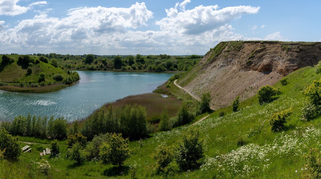 view of the cliffs and lagoon in Ejerslev on the Limfjord in northern Denmark